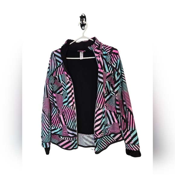 Ivivva by Lululemon Girls 14 Windbreaker Jacket  Thumbholes Pastel Geometric - Picture 7 of 10